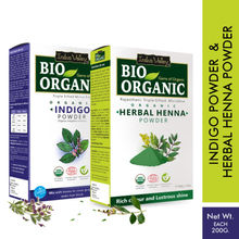 Indus Valley Bio Organic Indigo Powder & Henna Powder Combo 100% Natural for Black Hair Colour