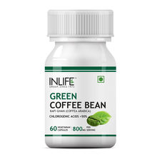 INLIFE Green Coffee Beans Kafi Ghan 50% Cholorogenic Acid (60 Veg. Capsules) 800mg Coffea Arabica Weight Supplement