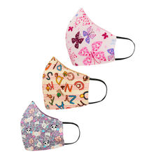 Tossido 8-14 Years Unisex Kids 100% Cotton 3 Ply Anti Microbial Masks - Multi-Color (Free Size)