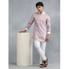THE KURTA COMPANY Dusty Pink Cotton Blend Printed Short Kurta