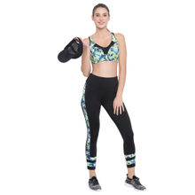 Clovia Padded Non-Wired Printed Gym/Sports Activewear Bra & Activewear Tight - Multi-Color