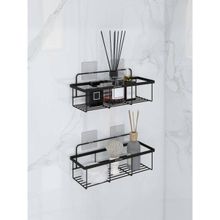 Plantex GI Steel Shelf with Self Adhesive Sticker Black (Pack of 2)