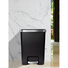 OBSESSIONS Black Plastic Step Dustbin with Fingerprint Resistant (35 L)