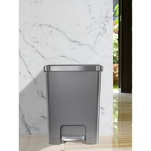 OBSESSIONS Grey Plastic Step Dustbin with Fingerprint Resistant (35 L)