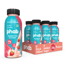 Phab Strawberries & Cream 18g Protein Milkshakes (Pack of 6)