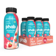 Phab Strawberries & Cream 18g Protein Milkshakes (Pack of 12)