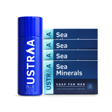 Ustraa Blue Deodorant & Sea Minerals Soap (Pack of 4)