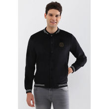 Allen Solly Men Black Stylized Neck Full Sleeves Casual Jacket