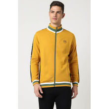 Peter England Men Mustard Solid Stylized High Neck Sweatshirt