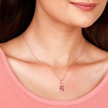 GIVA Sterling Silver Rose Gold Fiery Passion Of Red Pendant With Link Chain Womens and Girls