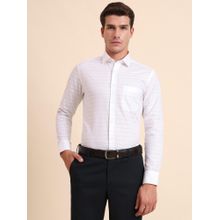 Greenfibre Slim Fit Stripes White Cotton Formal Shirt