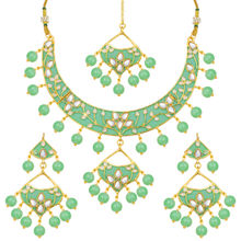 Peora Traditional Gold (Plated Black Kundan Meenakari Necklace Jewellery Set (PF37N4084MI)