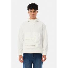 Snitch White Solid Full Sleeves Regular Casual Hoodie for Men