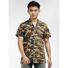 Jack & Jones Brown Camo Print Short Sleeves Shirt