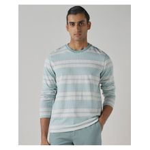 Mufti Light Aqua Blue Stripes T-Shirt