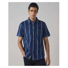 Mufti Deep Indigo Blue Stripes Shirt