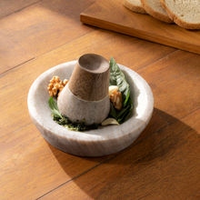 Ellementry Swirl and Grind Premium White Marble Mortar and Pestle Set for Kitchen