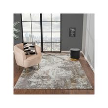 OBSESSIONS Machine Made Anti-Static Abstract 4x6 Carpet, Grey & Rust