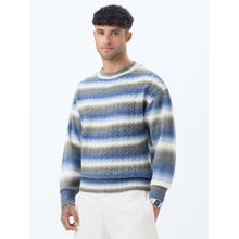 The Souled Store Men Blue Oversized Sweater: Marble Men Blue Sweater