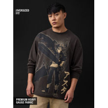 The Souled Store Men Charcoal Official Black Clover: Asta Men Oversized Brown T-Shirt