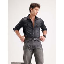WROGN Slim Fit Faded Denim Shirt - Black