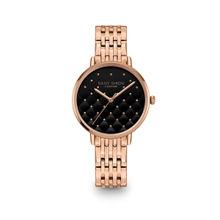 Daisy Dixon Black Quilted with Rose Gold Pips Dial Kendall Analog Watch for Women DD165RGM (Medium)