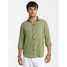 CAHOOT Men Pistachio Green Polka Dot Shirt