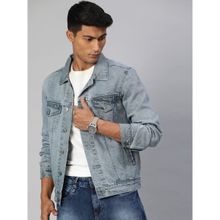 Urbano Fashion Men's Light Grey Regular Fit Washed Full Sleeve Denim Jacket