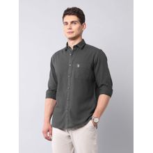 U.S. Polo Assn. Denim Co. Men Charcoal Solid Casual Shirt