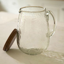 Ellementry Dewy Glass Jug With Wooden Lid