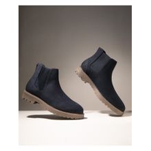 Rare Rabbit Gum Pro Navy Blue Nubuck Chelsea Boots