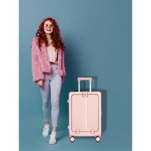 The Clownfish Umai Carry-On Trolley Bag with Cup Holder Port Laptop Compartment 20 Inches - Pink