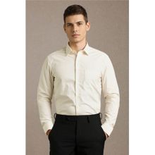 Louis Philippe Men Cream Textured Full Sleeves Formal Shirt