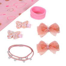 Lil' Star by Ayesha Pink Rubber Bands, Glitter Hair Clip & Peach Net Rubber Bands Combo