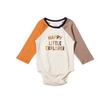 My Milestones 100% Cotton Full Sleeves Graphic Colorblock Onesie - Multicolour