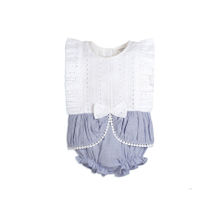 My Milestones Colourblock Pure Cotton Eyelet Short Rompers