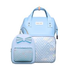Polka Tots Blue Mama Mini Luxe Duo Diaper Bag with Attached Bow and Bag Pack (Set of 2)