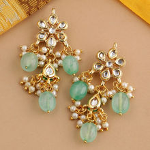 Shoshaa Sea Green Gold Plated Kundan Earrings