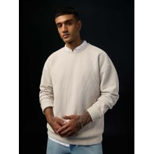 The Souled Store Signature Solids Almond Creme Men Oversized Sweatshirt
