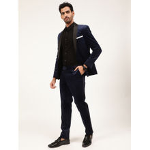 LINDBERGH Navy Blue Solid Shirt with Blazer and Pant (Set of 3)