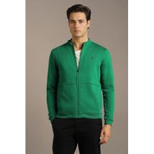 Louis Philippe Green Cotton Blend Full Sleeves Regular Zipper Jacket