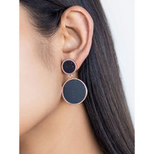 Ayesha Contemporary Black Acrylic Gold-Toned Double Circular Drop Earrings