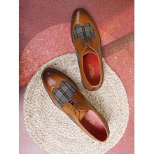 Cobblerz Men Tan Wingtip Colourblock Derbies