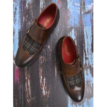 Cobblerz Men Coffee Wingtip Colourblock Monk Straps