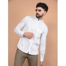 CRIMSOUNE CLUB Men White Printed Linen Shirt