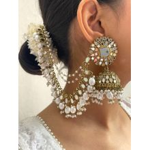 Gold-Plated Beaded Jhumka Kaanchain Kundan Festive With Maangtikka