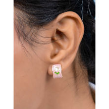 Johori Pink Brass Contemporary Pair Of Earrings