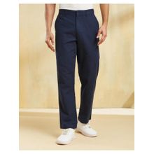 Fabindia Navy Blue Cotton Straight Fit Regular Trousers