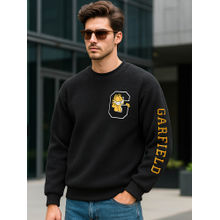 Bewakoof Men's Black Garfield Graphic Printed Oversized Sweatshirt