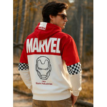 Bewakoof Heavy Duty 1.0 Marvel Men's Red & White Graphic Printed Oversized Hoodies